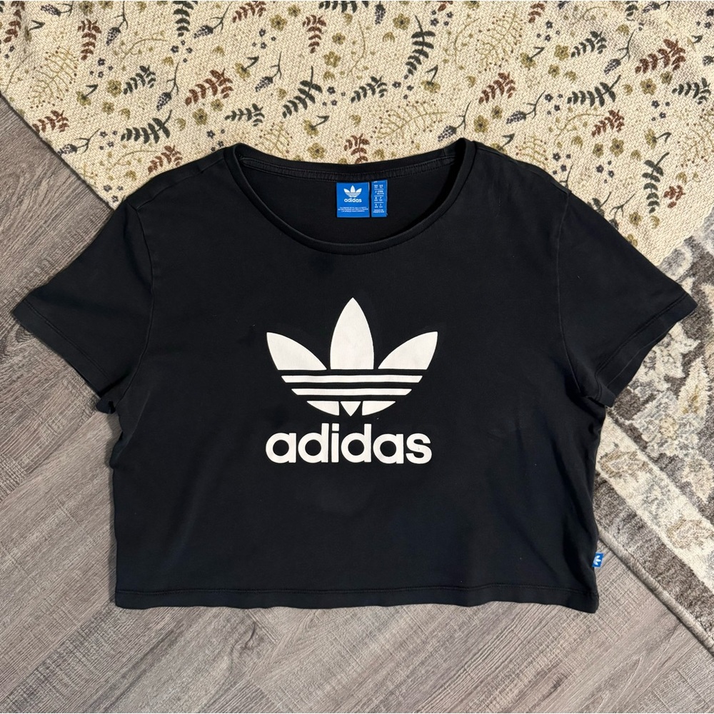 Adidas Black & White Crop Top, Size XL.